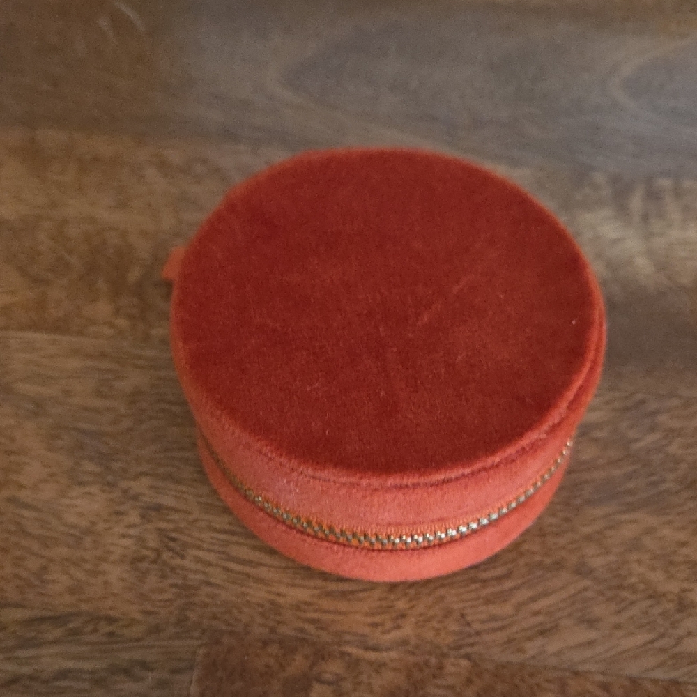 Round Orange Velvet Jewelry Box Free With Jewelry Purchase Of 20.00